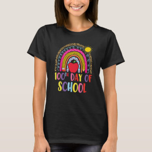 T-shirt 100 jours d'école Rainbow Leopard Girls 100e jour