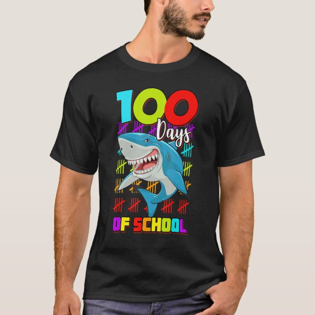 T-shirt 100 Jours D'École Requins Garçons Filles 100 Jours (Devant)