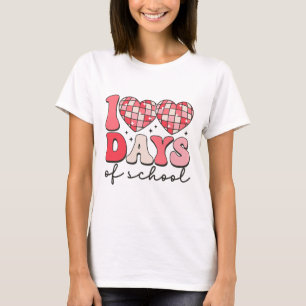 T-shirt 100 Jours D'école Rétro Disco Cœurs 100ème Jour D'