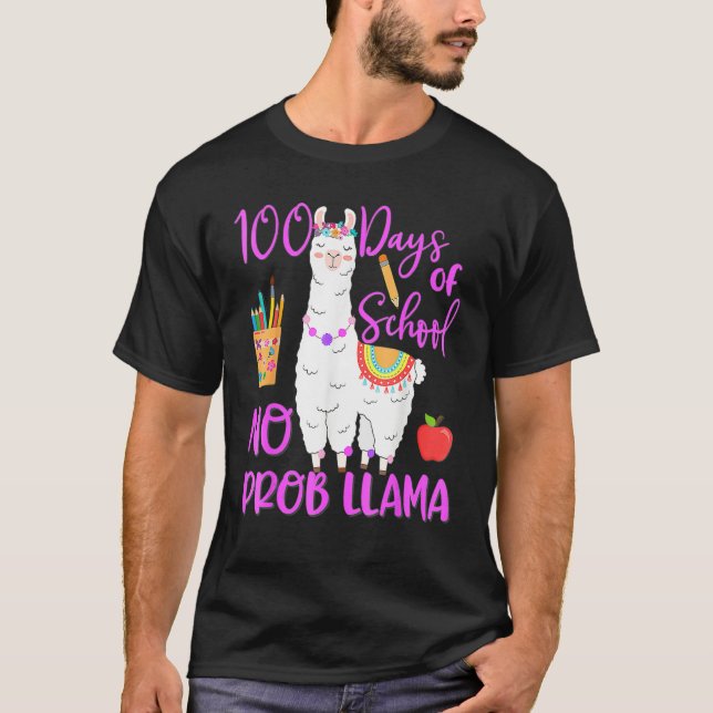 T-shirt 100 jours d'école sans problème Llama Llama Enseig (Devant)