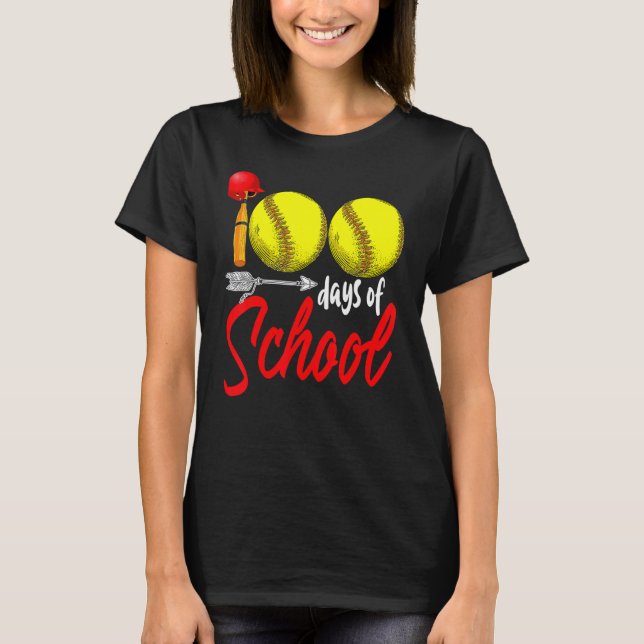 T-shirt 100 Jours D'école Softball Enseignant Enfants 100è (Devant)