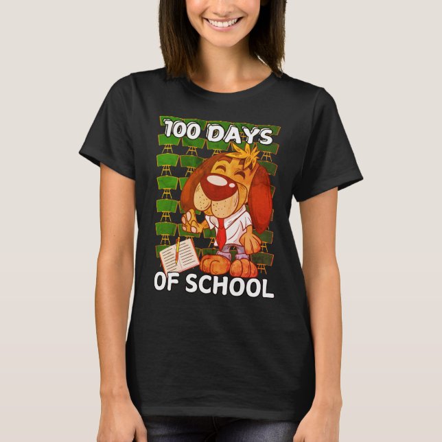T-shirt 100 jours d'école; thème amoureux des chiens étudi (Devant)
