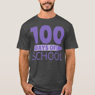 T-shirt 100 jours d'école violet Crayon