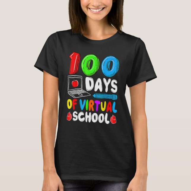 T-shirt 100 Jours D'École Virtuelle 100E Jour De Thé D'Éco (Devant)