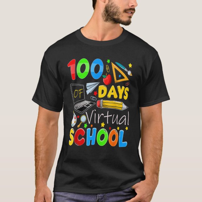T-shirt 100 jours d'école virtuelle drôle 100ème jour d'éc (Devant)