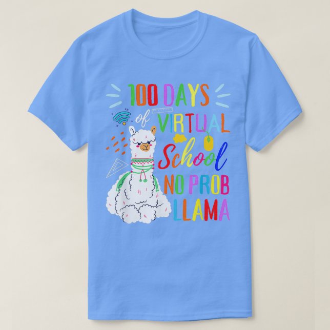 T-shirt 100 Jours D'École Virtuelle No Prob Llama 100e Jou (Design devant)