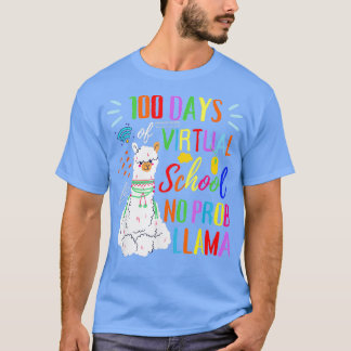 T-shirt 100 Jours D'École Virtuelle No Prob Llama 100e Jou