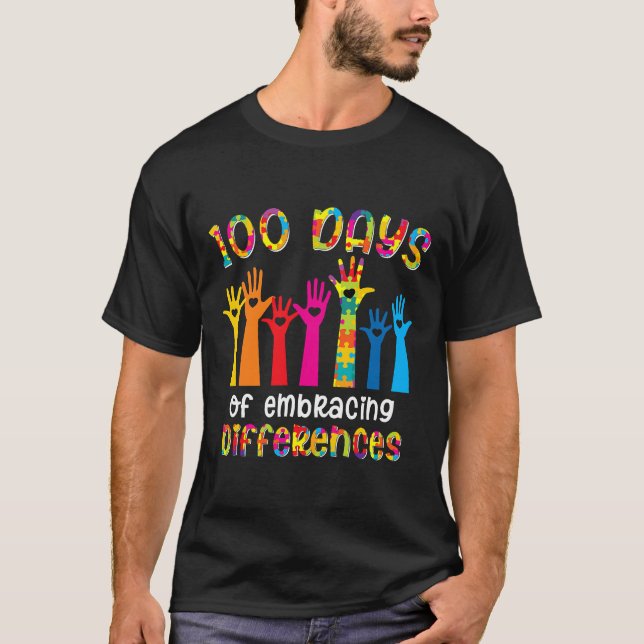 T-shirt 100 Jours D'Embrasser Les Différences Autisme SPED (Devant)