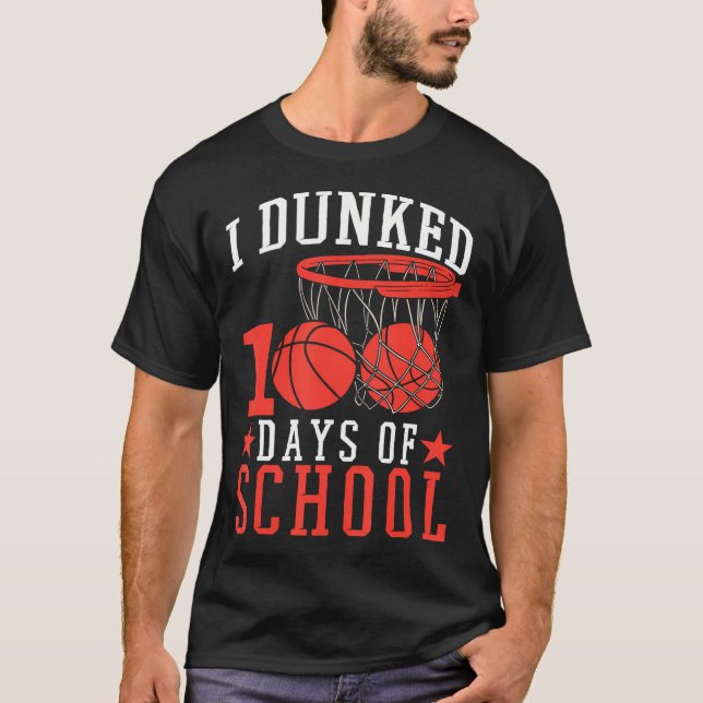 T-shirt 100 Jours D'Enfants De Basketball Scolaire (Devant)