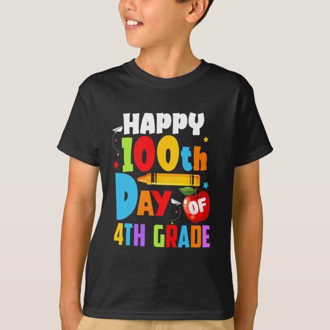 T-shirt 100 Jours D'Enseignant À L'École 100E Jour De 4E A (Devant)