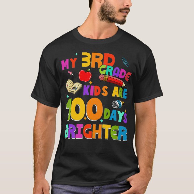 T-shirt 100 Jours D'Enseignant À L'École Mes Enfants De 3E (Devant)