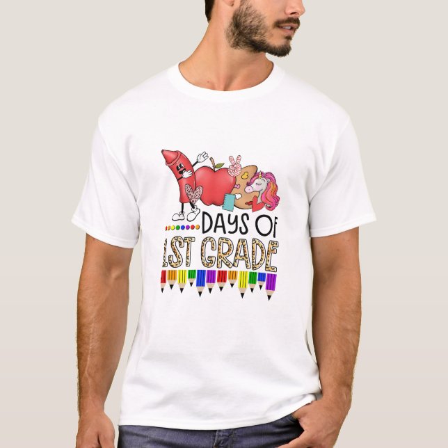 T-shirt 100 jours d'enseignant de première année  (Devant)