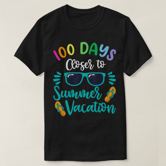 T-shirt 100 Jours D'Enseignant Enfants Vacances Été (Design devant)