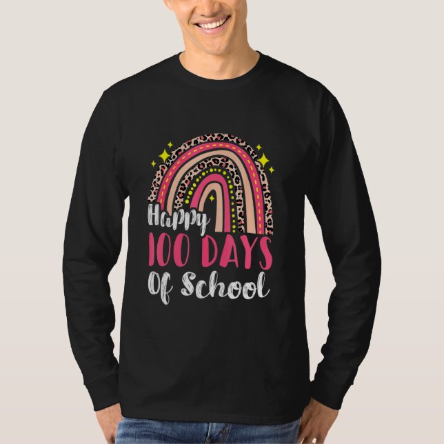 T-shirt 100 Jours D'Enseignant Leopard Arc-En-Ciel 100e D (Devant)