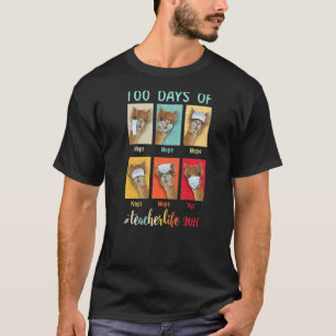 T-shirt 100 Jours D'Enseignant Llama Portant Du Masque Wro