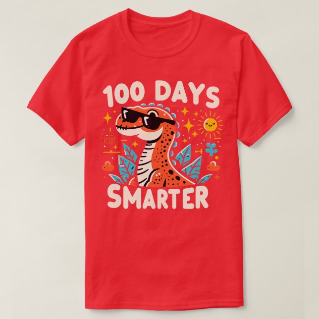 T-shirt 100 Jours Dinosaure intelligent 5 (Design devant)