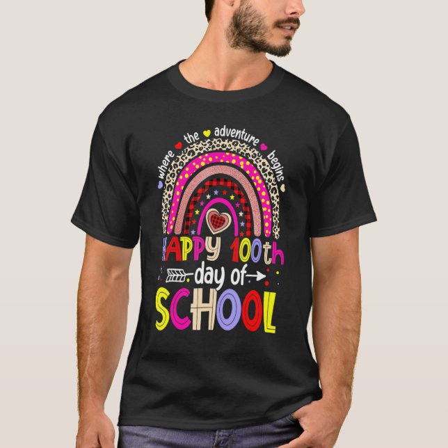 T-shirt 100 Jours École Joyeux 100ème Jour D'École Arc-en- (Devant)