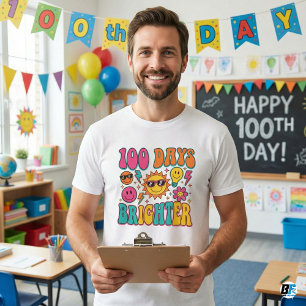 T-shirt 100 Jours ensoleillés Rétro Groovy 100ème Jour d'é