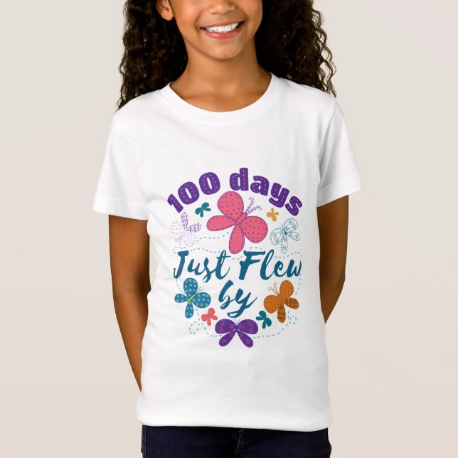 T-Shirt 100 Jours Juste Volé Par Papillon Scolaire (Devant)