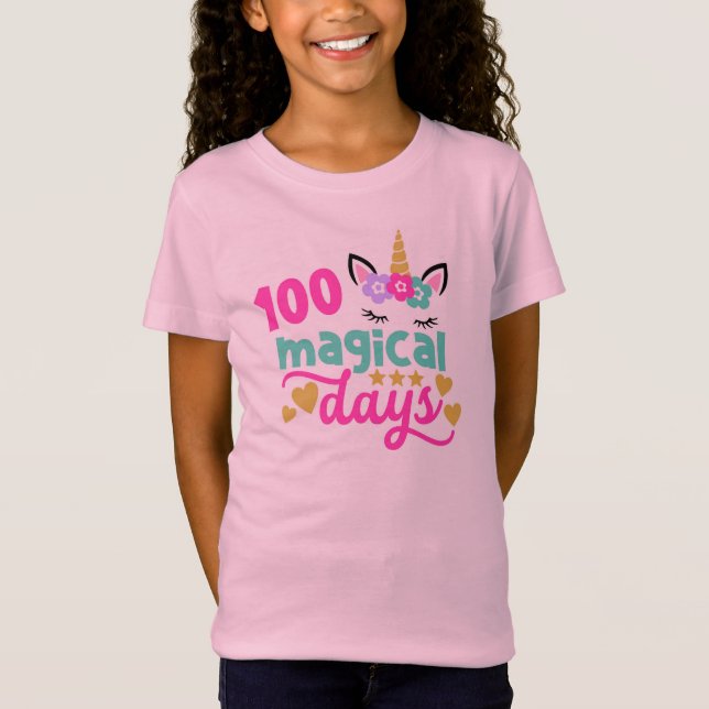 T-Shirt 100 Jours magiques Unicorn 100 Jours de chemise sc (Devant)