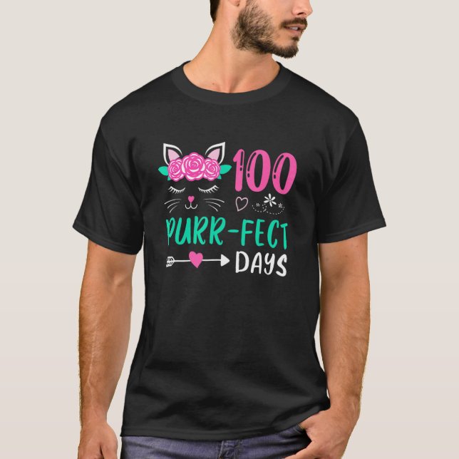T-shirt 100 Jours Parfaits Chat Mignon Étudiant École  2 (Devant)