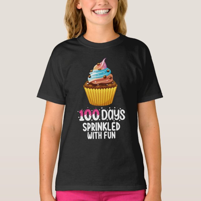 T-shirt 100 jours parsemés de gâteau cupcake d'école amusa (Devant)