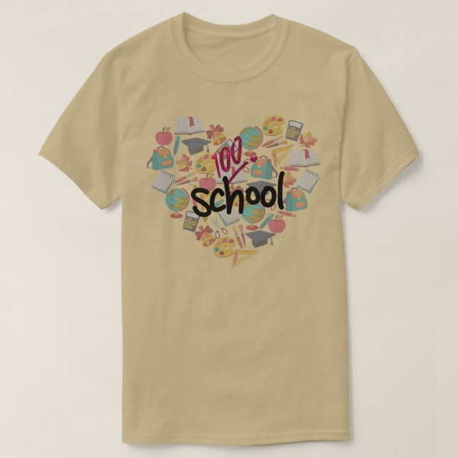 T-shirt 100 Jours Plus De 100 Jours D'École Et De L'Aimer (Design devant)