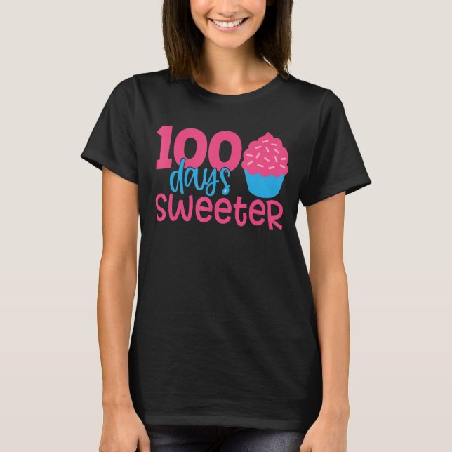 T-shirt 100 Jours plus doux Cupcake 100e Jour des filles d (Devant)