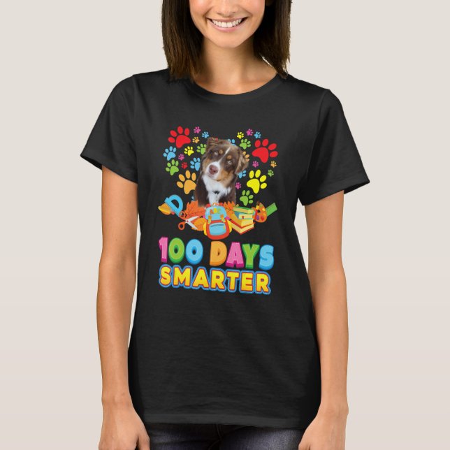 T-shirt 100 jours plus intelligent empreintes de patte de  (Devant)