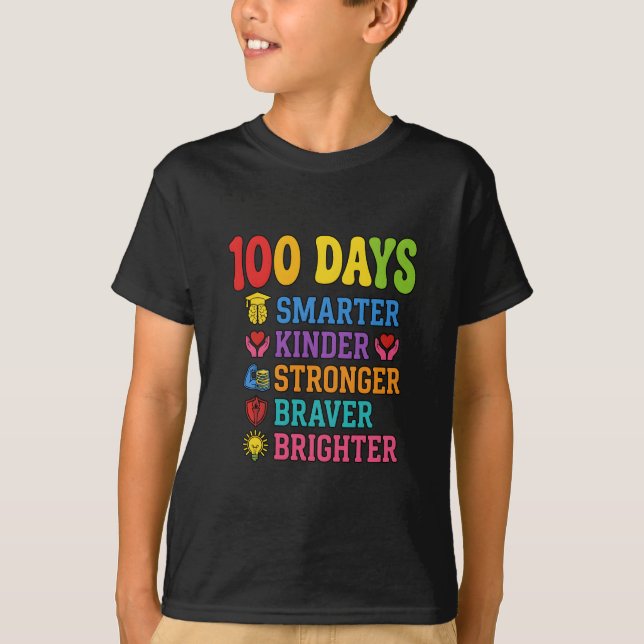 T-shirt 100 Jours Plus Intelligents Enfants Plus Courageux (Devant)