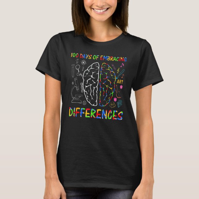 T-shirt 100 jours pour embrasser les différences, professe (Devant)
