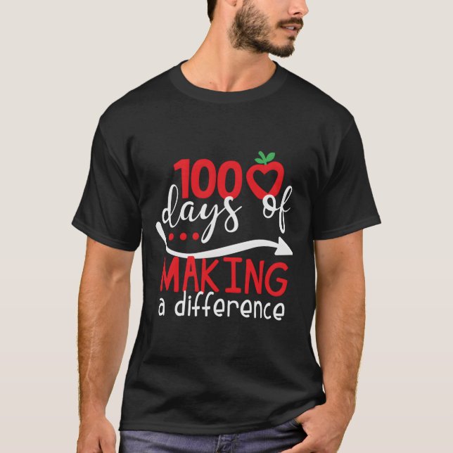 T-shirt 100 jours pour faire une différence à l'école (Devant)