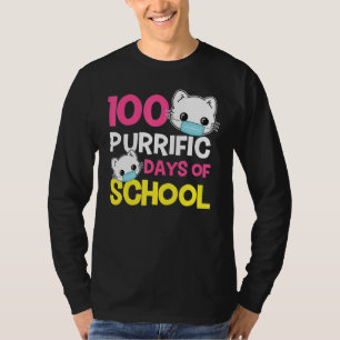 T-shirt 100 Jours Purrifiques De Masques De Chat Scolaire