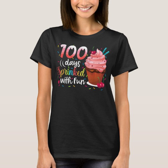 T-shirt 100 Jours Saupoudrés De Cupcake Fun 100e Jour Scho (Devant)
