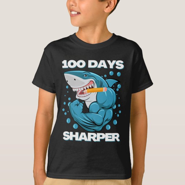 T-shirt 100 Jours Sharper Shark Plaisir 100 Jours D'École (Devant)
