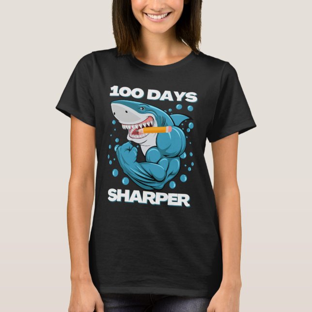 T-shirt 100 Jours Sharper Shark Plaisir 100 Jours D'École (Devant)