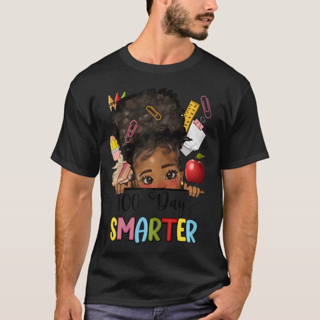 T-shirt 100 Jours Smarter Afro Girls Messy Bun 100E Jour D (Devant)
