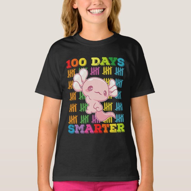 T-shirt 100 Jours Smarter Axolotl 100e Jour De L'École (Devant)