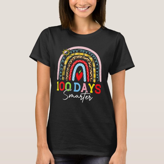 T-shirt 100 Jours Smarter Leopard Rainbow 100e Jour De Sch (Devant)