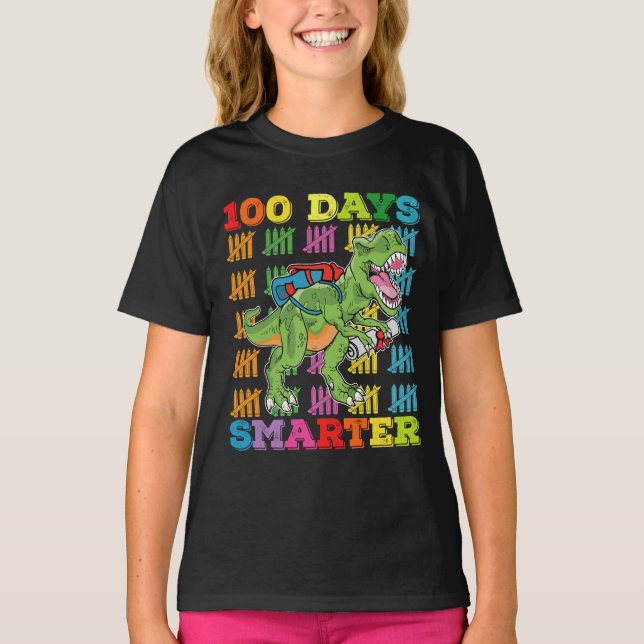 T-shirt 100 Jours Smarter T Rex Dinosaur 100e Jour École (Devant)