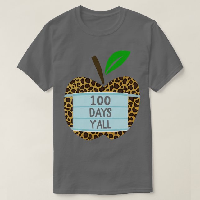 T-shirt 100 Jours Yall Leopard Apple visage Masque 100ème  (Design devant)