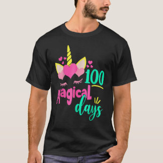 T-shirt 100 Magical Days 100th Day Of School Girl Unicorn 