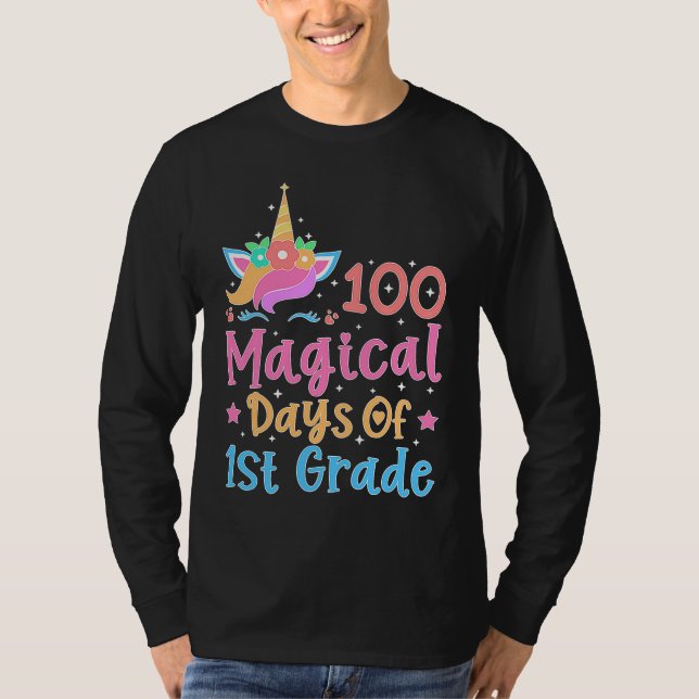 T-shirt 100 Magical Days of 1st Grade School Unicorn Teach (Devant)