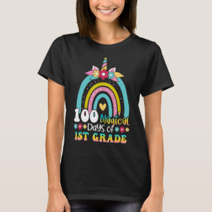 T-shirt 100 Magical Days of 1st Grade Unicorn Rainbow Kids