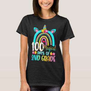 T-shirt 100 Magical Days Of Learning 2nd Grade Unicorn Rai