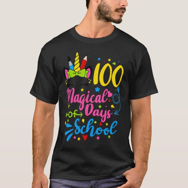 T-shirt 100 magical days of school Girls Kids 100 Days of  (Devant)