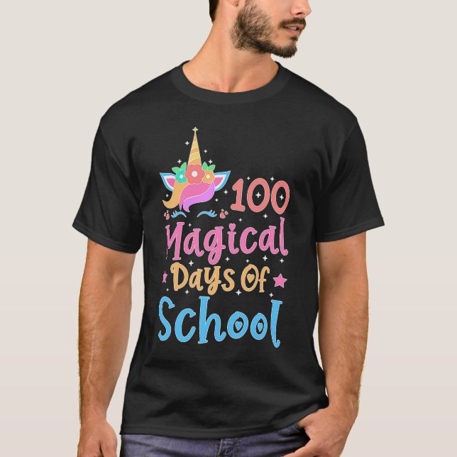 T-shirt 100 Magical Days of School Unicorn Enseignant (Devant)