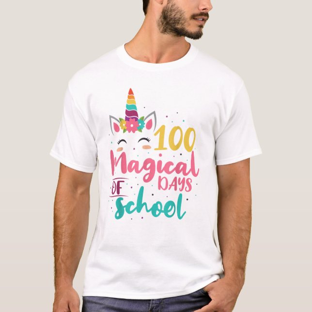 T-shirt 100 Magical Days of School Unicorn Enseignant cade (Devant)