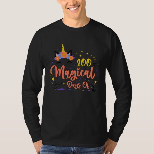 T-shirt 100 Magical Days Unicorn 100th Day Of School Girl  (Devant)