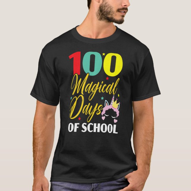 T-shirt 100 Magie Des Jours De L'École Unicorne 100 Jours  (Devant)